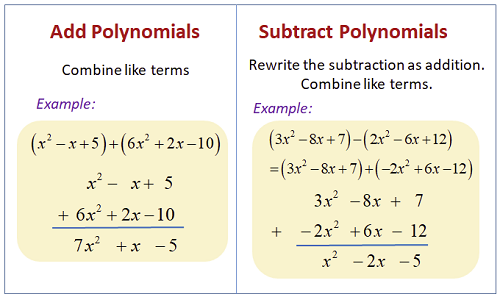 Addition and Subtraction of Polynomials Example